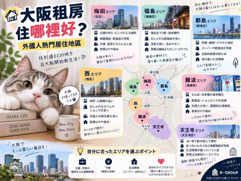 大阪租房住哪裡好？外國人熱門居住地區推薦