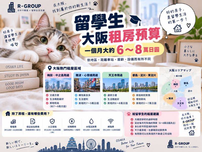 留學生大阪租房預算多少？一個月房租要準備多少錢？